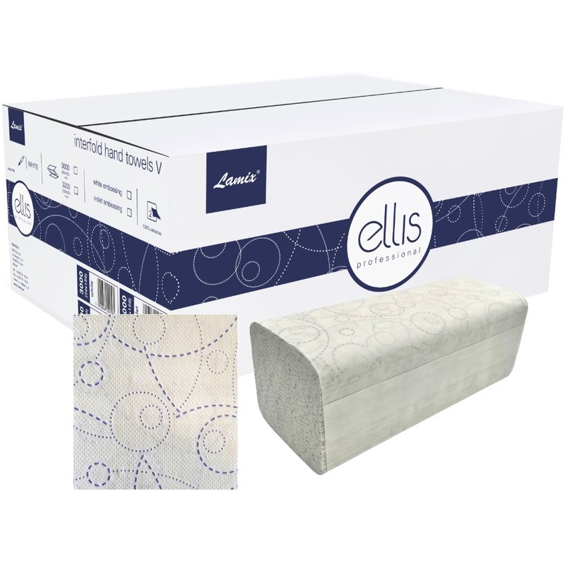 Ręczniki Składane Ellis V-Fold 2W Celuloza Białe (20X150)