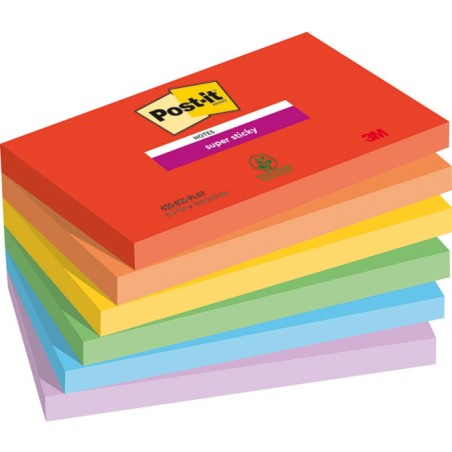 Karteczki Post-It Super Sticky 76X127Mm (655-6Ss-Play) Mix Kolorów (6X90)