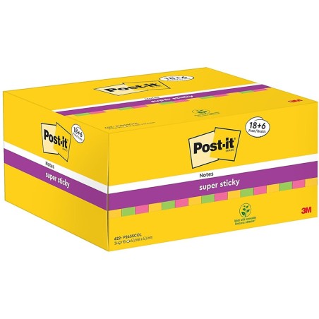 Karteczki Post-It Super Sticky 47.6X47.6Mm (622-P24Sscol) Mix Kolorów (24X90)