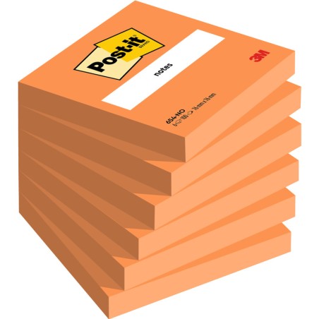Karteczki Post-It 76X76Mm (654-No) Jaskrawopomarańczowe (100)