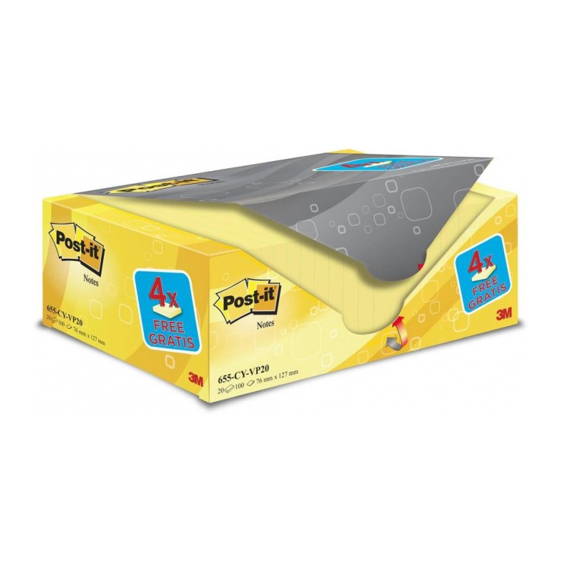 Karteczki Post-It 76X127Mm (655Cy-Vp20) Żółte (20X100)