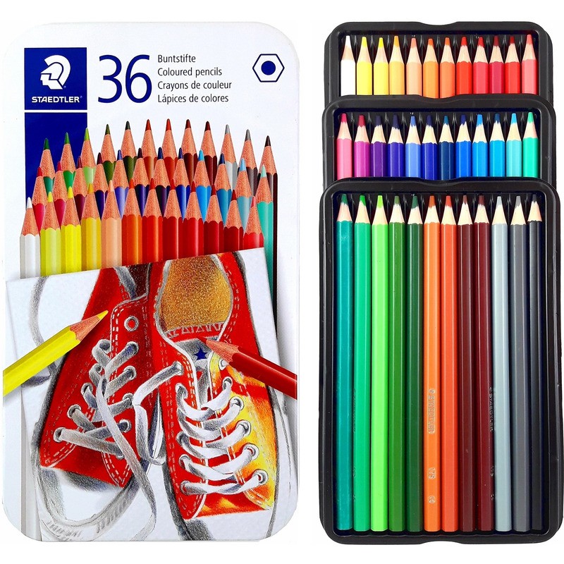 Kredki Ołówkowe Staedtler Metalowe Pudełko 36 Kolorów