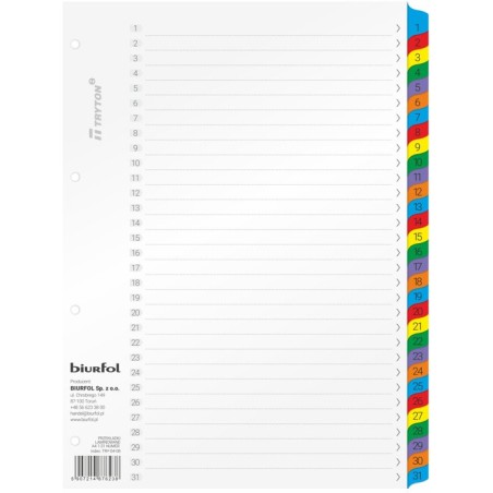 Przekładki Kartonowe Biurfol A4 1-31 Numeryczne