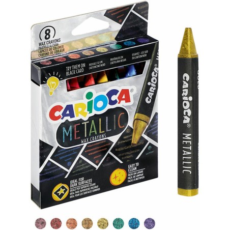 Kredki Świecowe Carioca Metallic 8 Kolorów