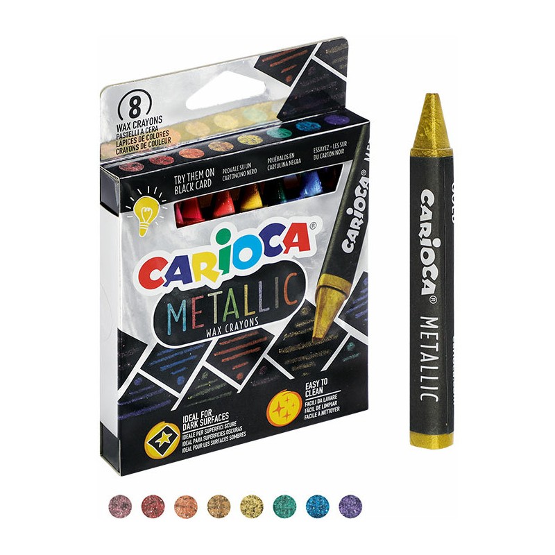 Kredki Świecowe Carioca Metallic 8 Kolorów
