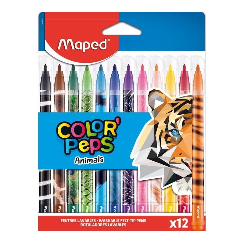 Flamastry Maped Color'peps Animals 12 Kolorów
