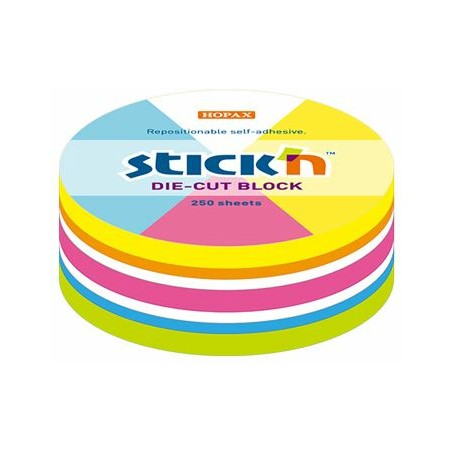 Karteczki Stick'n 67X67Mm Koło 6 Kolorów (250)