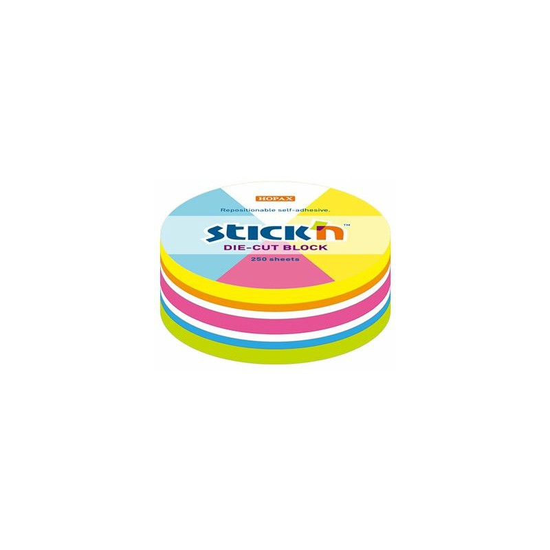 Karteczki Stick'n 67X67Mm Koło 6 Kolorów (250)