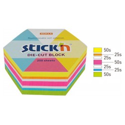 Karteczki Stick'n 61X70Mm Sześciokąt 5 Kolorów (250)