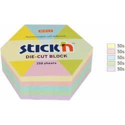 Karteczki Stick'n 61X70Mm Sześciokąt 5 Kolorów (250)