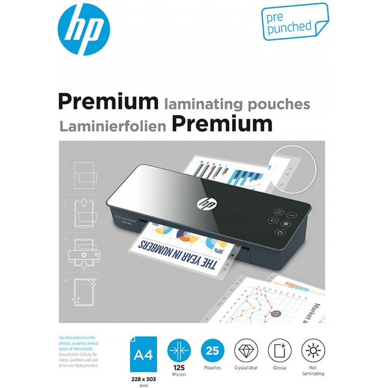 Folia Laminacyjna Hp Premium A4/125Μm Dziurkowana (25)