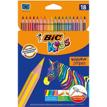 Kredki Ołówkowe Bic Kids Evolution Stripes 18 Kolorów
