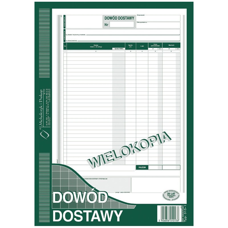 Dowód Dostawy A4