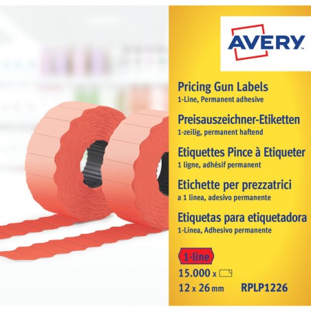 Etykiety Do Metkownicy Avery 26X12Mm Trwałe Czerwone (10X1500)