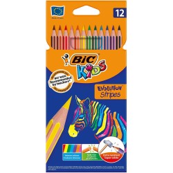 Kredki Ołówkowe Bic Kids Evolution Stripes 12 Kolorów