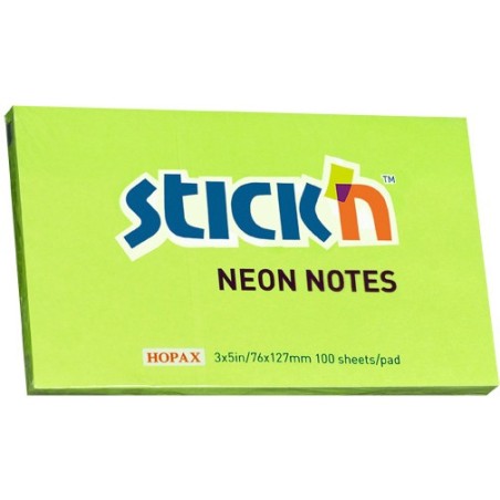 Karteczki Stick'n 76*127Mm Zielone Neon (100)