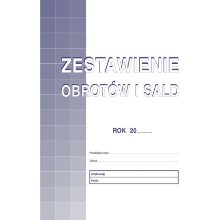 Zestawienie Obrotów I Sald A4 (Offset)