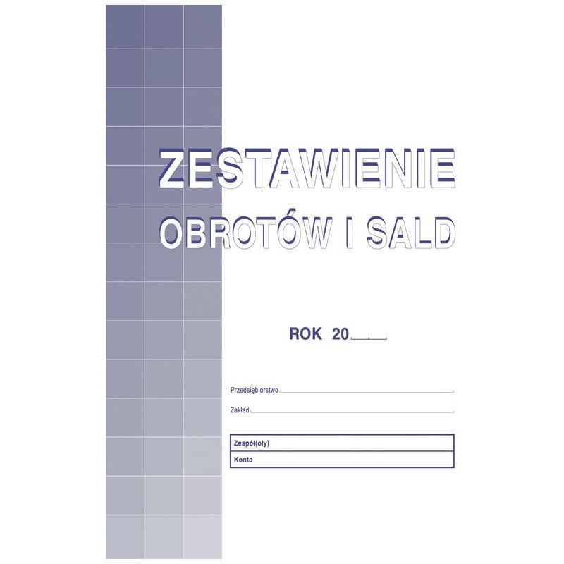 Zestawienie Obrotów I Sald A4 (Offset)
