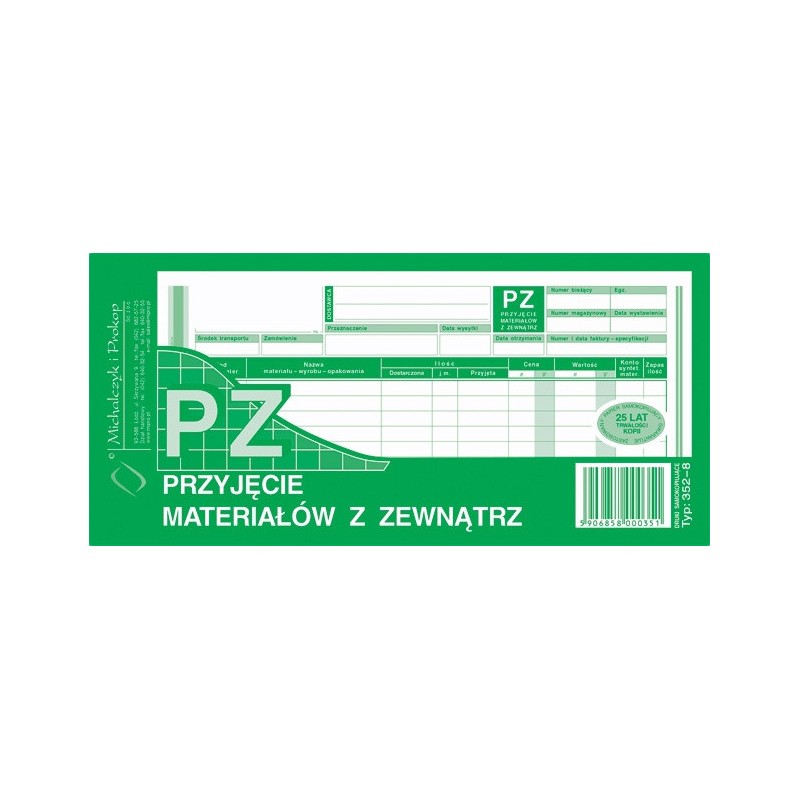 Przyjęcie Materiału Z Zewnątrz 1/3 A4 (Wielokopia)