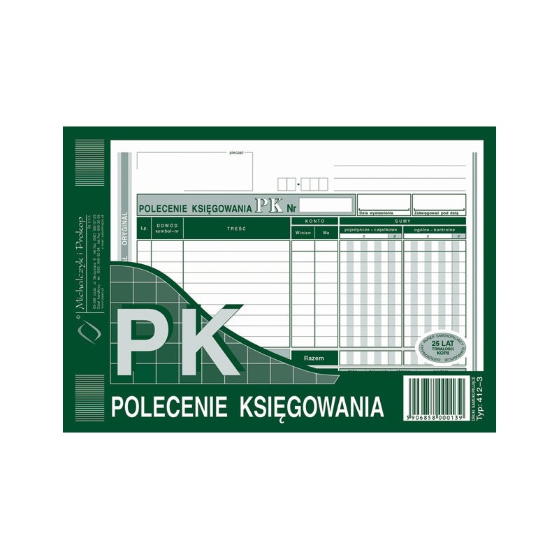 Polecenie Księgowania A5 (O+1K)