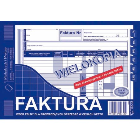 Faktura Vat A5 (Wielokopia)