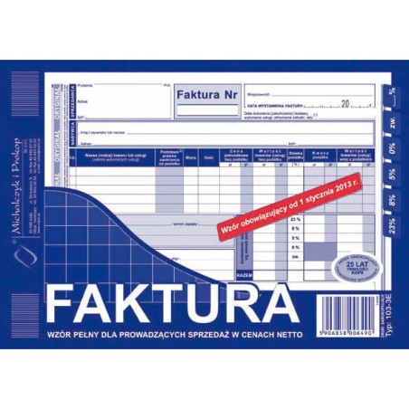 Faktura Vat A5 (O+1K)