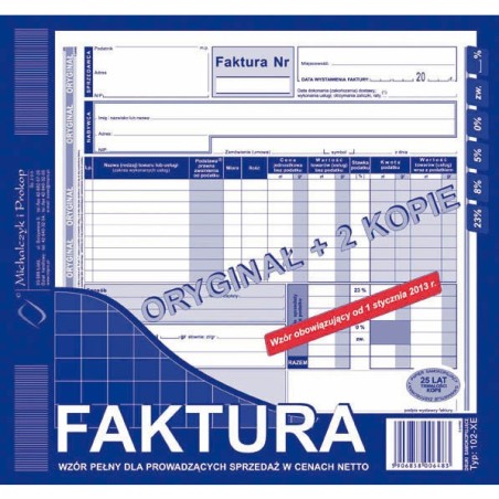 Faktura Vat 2/3 A4 (O+2K)