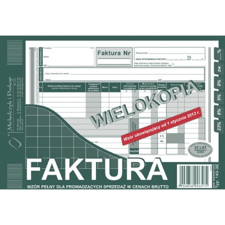 Faktura Brutto A5 (Wielokopia)