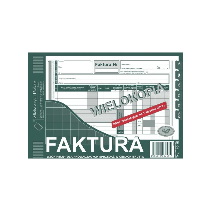 Faktura Brutto A5 (Wielokopia)