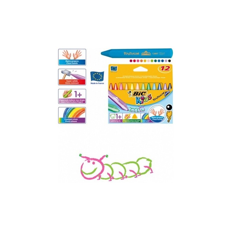 Kredki Świecowe Bic Kids Plastidecor Triangle 12 Kolorów