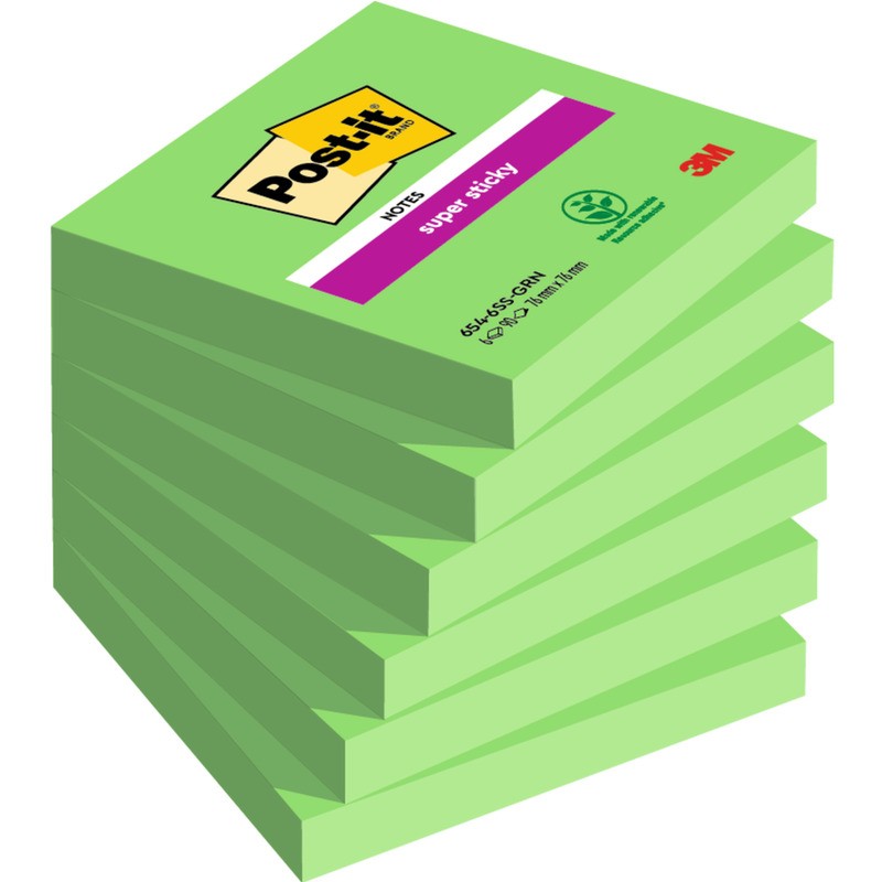 Karteczki Post-It Super Sticky 76X76Mm Zielone (6X90)