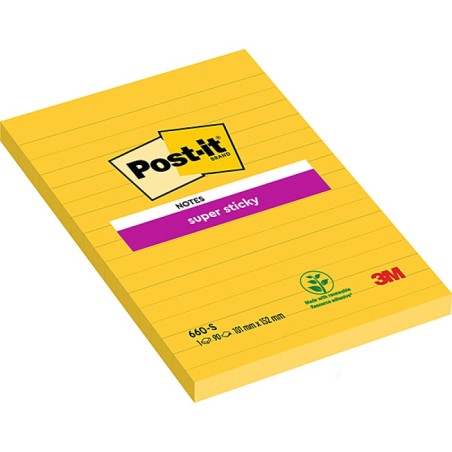 Karteczki Post-It Super Sticky 102X152Mm Żółte (75)