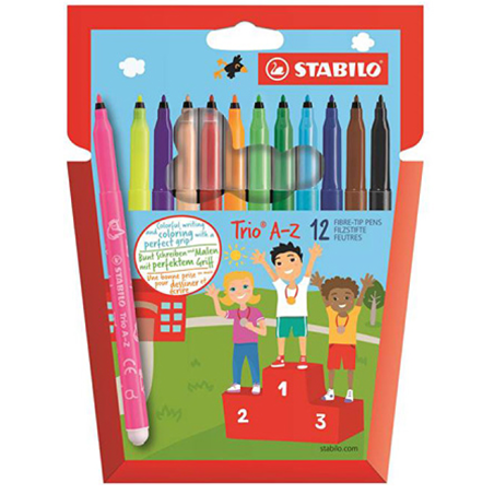 Flamastry Trójkątne Stabilo Trio 12Szt. A-Z 378/1-12-01