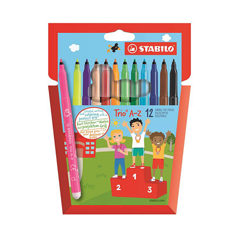 Flamastry Trójkątne Stabilo Trio 12Szt. A-Z 378/1-12-01