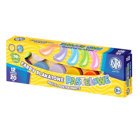 Farby Plakatowe Pastelowe Astra 12 Kolorów - 20 Ml, 301118001
