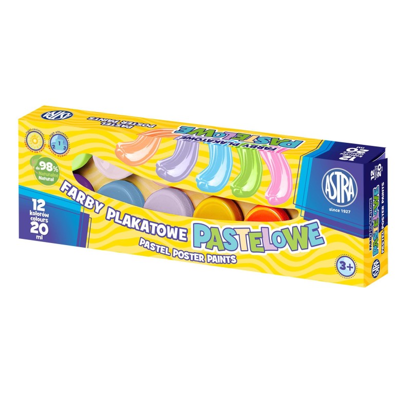 Farby Plakatowe Pastelowe Astra 12 Kolorów - 20 Ml, 301118001