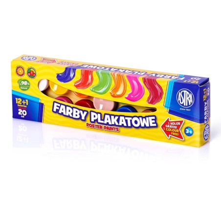 Farby Plakatowe Astra 13 Kolorów - 20 Ml 12+1 Kolor Gratis, 301115005