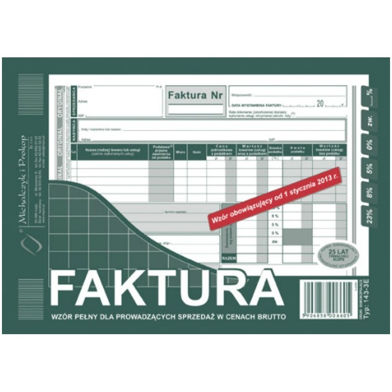 143-3E Faktura Vat Michalczyk&Prokop A5 80 Kartek