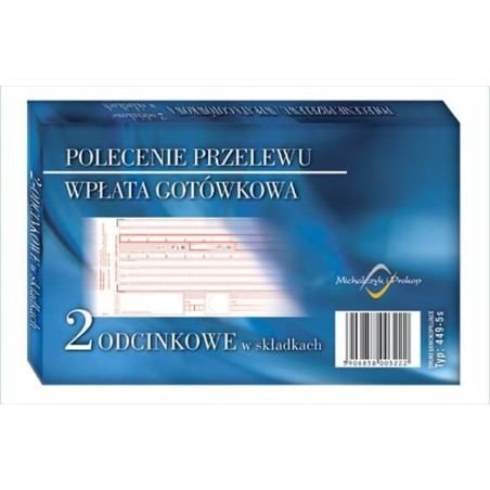S-449-5 Polecenie Przelewu A6 Wpłata Gotówkowa 2Odcinkowe W Składkach Pud-20