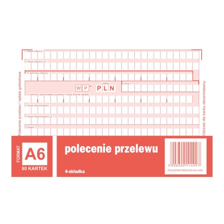 Polecenie Przelewu, (1+3) A6 80Kartek, 10-445-5M Dotts