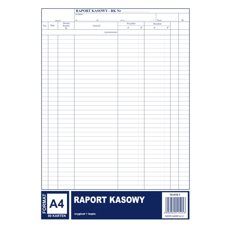 Raport Kasowy A4, 80 Kartek (1+1), 10-410-1 Dotts