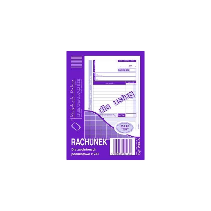 233-5 Rachunek A6 Dla Zwol.z Vat(Usługa) Michalczyk I Prokop