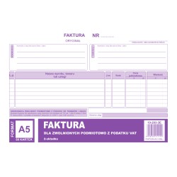 Faktura Dla Podatników Zwolnionych Z Vat A5, (O+1K) 80 Kartek, 10-203-3E Dotts