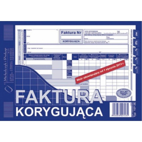 107-3E Faktura Vat Korygująca Michalczyk&Prokop A5 80 Kartek