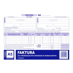 Faktura Vat Netto (Pełna) A5, 80 Kartek (1+2) 10-103-3E Dotts