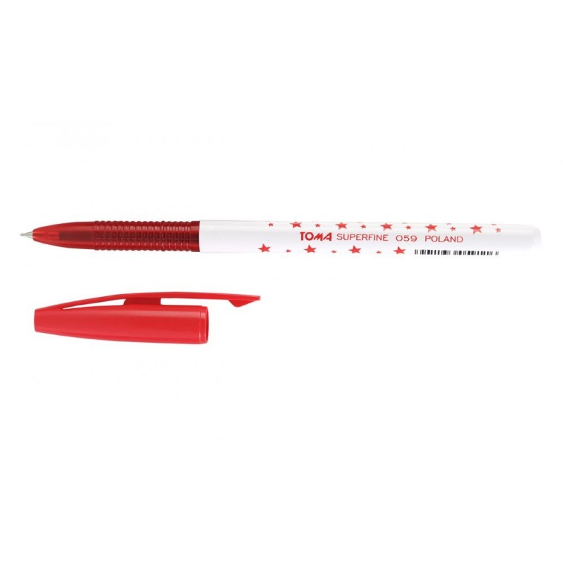 Długopis W Gwiazdki Superfine Z Supercienką Końcówką, 0,5Mm Czerwony To-059 Toma
