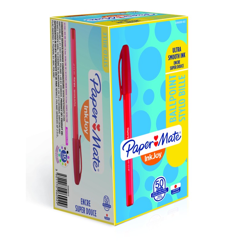 Długopis Ze Skuwką Inkjoy 100 Cap M Czerwony Paper Mate S0957140