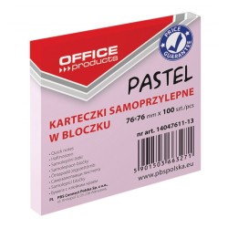 Bloczek Samoprzylepny , 76X76Mm, 1X100 Kart., Pastel, Różowy, Typu Office Products 14047611-13