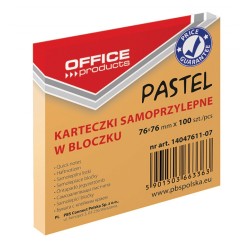 Bloczek Samoprzylepny , 76X76Mm, 1X100 Kart., Pastel, Pomarańczowy, Typu Office Products 14047611-07