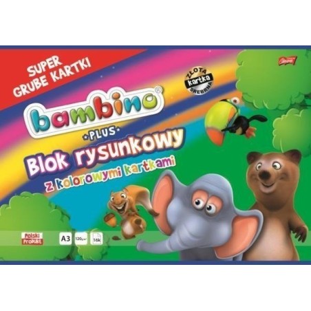Blok Rysunkowy Z Kolorowymi Kartkami A3 16 Kartek Bambino Plus, 120G/M2 St.majewski (X)